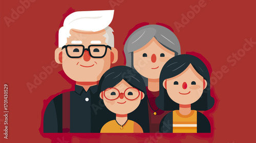 Happy family portrait illustration