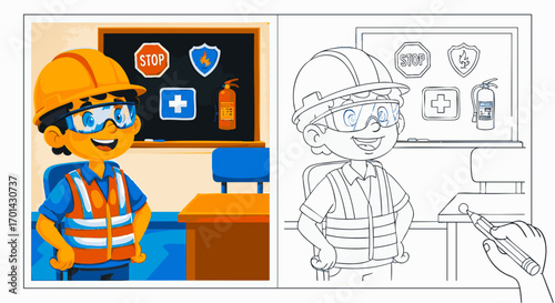 Safety First A Construction Worker's Safety Training Coloring Page