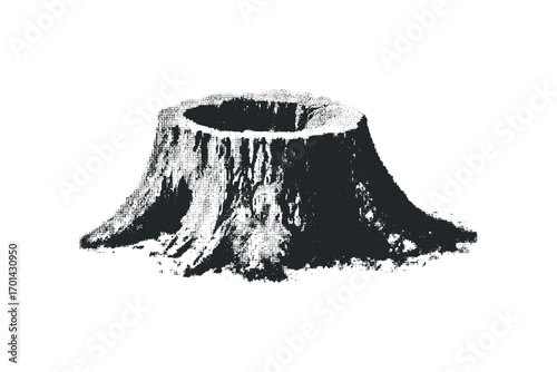 Tree stump isolated on a white background image. Vector hand drawn illustration