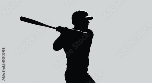 Baseball player silhouette swinging bat action shot athlete sport vector