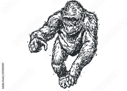 Monkeys Transparent Monkey Primate Animal. Vector hand drawn illustration