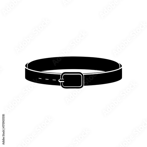 Illustration of a black leather belt item on transparent background