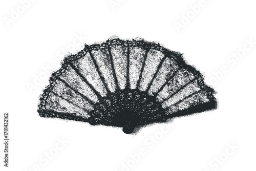 Vintage Lace Fan Transparent for Design Projects. Vector hand drawn illustration