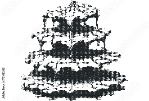 Abstract Dot Textured Architectural Structure Transparent. Vector hand drawn illustration