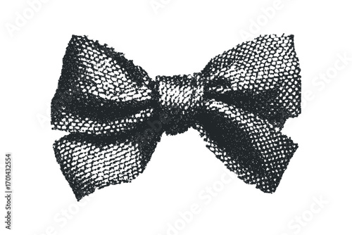 Textured dark bow. Vector hand drawn illustration