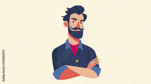 Man with arms crossed flat illustration