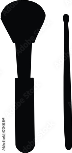 Silhouettes of makeup brushes for beauty and cosmetics applications vector