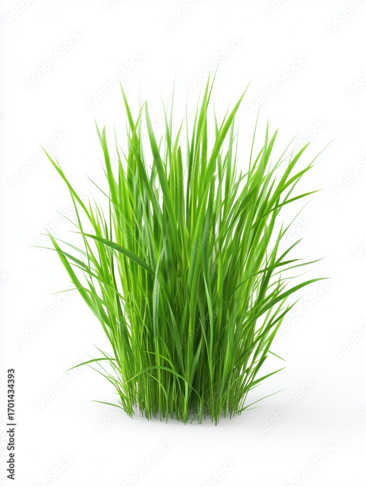 Obraz premium A clump of vibrant green grass with long blades. The grass appears fresh and healthy, suitable for landscaping or gardening themes.
