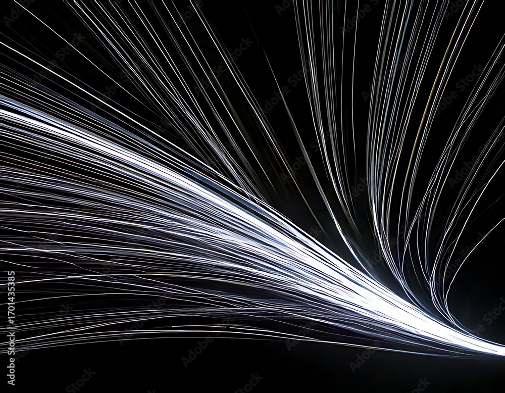 Obraz premium Abstract light trails on a black background