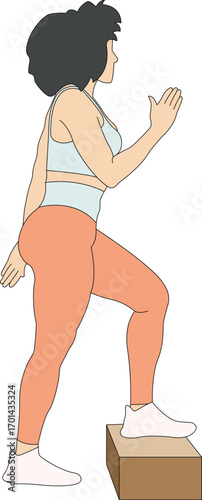 Woman Performing Step Up Exercise on a Block
