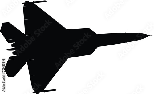 Silhouette of a fighter jet in flight vector