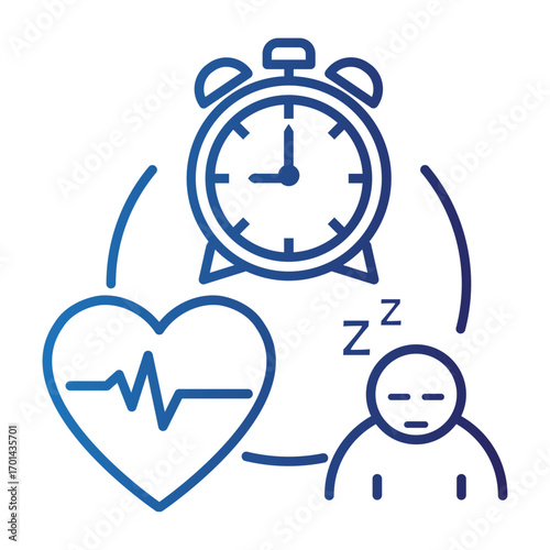 Vector icon for World Heart Day showing the vital link between sleep, time, and cardiovascular health