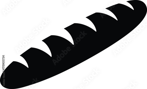 Crispy baguette silhouette fresh baked bread food icon vector