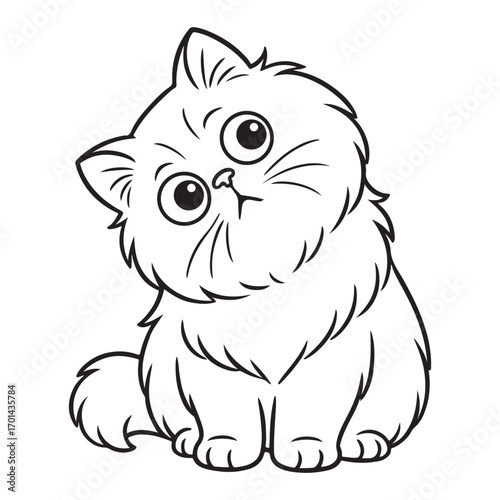 Line art of persian cat tilts its head in curiosity vector