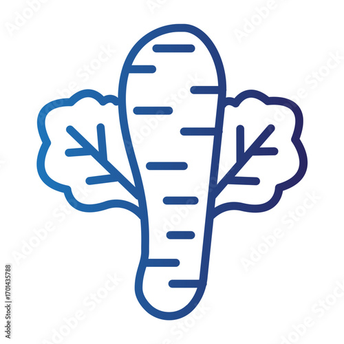 Blue gradient carrot vegetable line icon symbolizing healthy food choices for a strong heart on World Heart Day