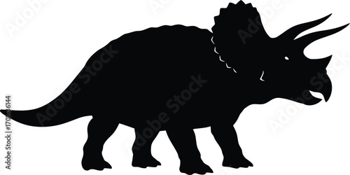 Triceratops dinosaur silhouette vector ancient reptile prehistoric icon vector