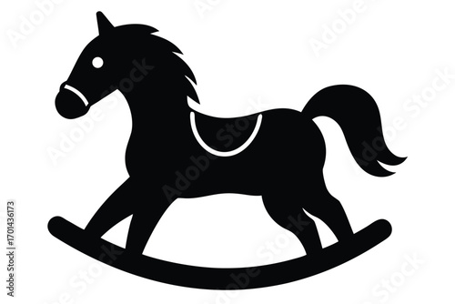 toy rocking horse silhouette vector art icon