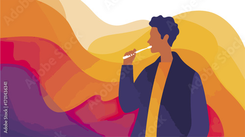 Person brushing teeth abstract background