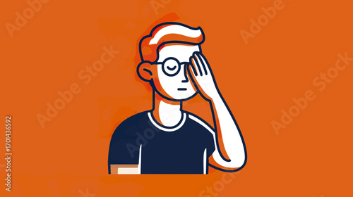 Person covering eyes with hand
