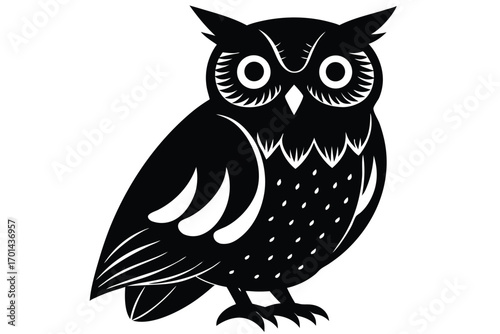 winter owl silhouette vector art icon