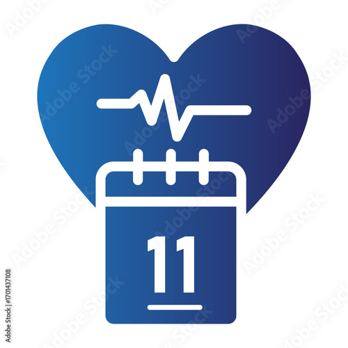 Cardiology awareness icon world heart day showing a heartbeat and calendar for a medical appointment