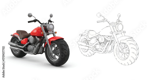 Cartoon Motorcycle Simple Line Art Drawing Coloring Page for Preschoolers Fun Vehicle