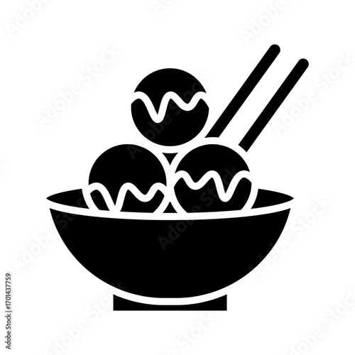 takoyaki japanese food icon on white background