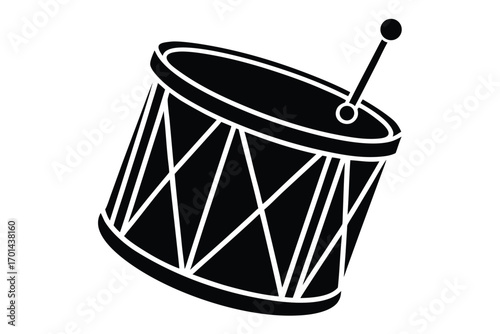 christmas drum toy silhouette vector art icon