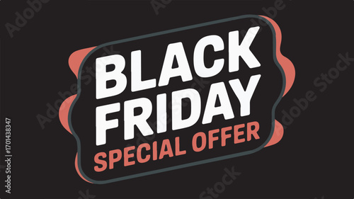 Bold Black Friday Sale Announcement with Gift Box Accents on Dark Backdrop Vector Design