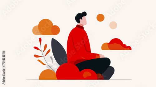 Person sitting outdoors peaceful scene