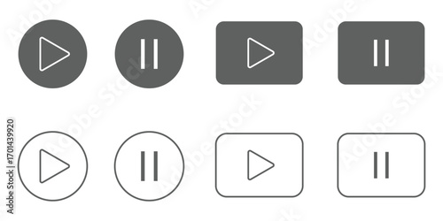 Media player icon set. media player button icons. Play and pause buttons,video audio player, player button set icon symbol. Vector Illustration Eps 10