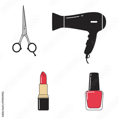 Beauty Salon Tools and Cosmetics Icons