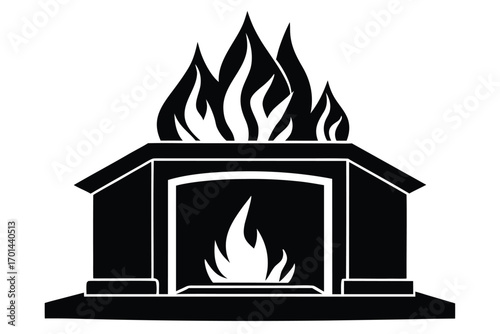 fireplace silhouette vector art icon
