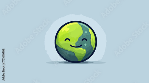 Smiling earth globe cartoon illustration environment concept