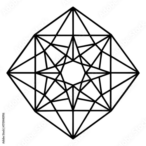 Minimalist Prism Mandala Line Art Vector Illustration on White Background