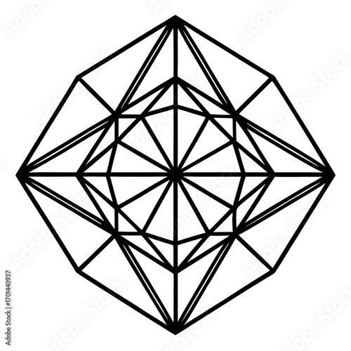 Minimalist Prism Mandala Line Art Vector Illustration on White Background