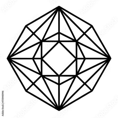 Minimalist Prism Mandala Line Art Vector Illustration on White Background