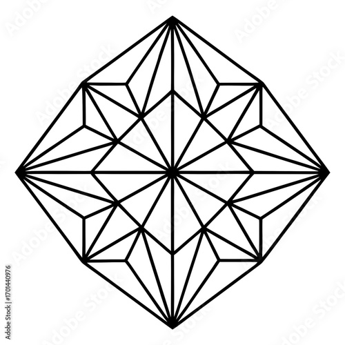 Minimalist Prism Mandala Line Art Vector Illustration on White Background