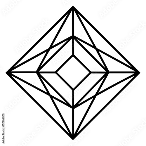 Minimalist Prism Mandala Line Art Vector Illustration on White Background
