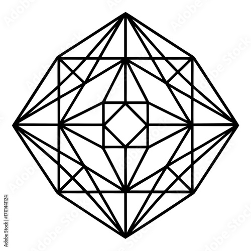 Minimalist Prism Mandala Line Art Vector Illustration on White Background