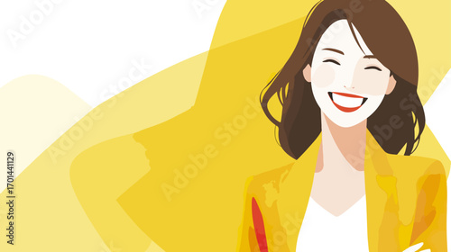 Smiling woman in yellow outfit