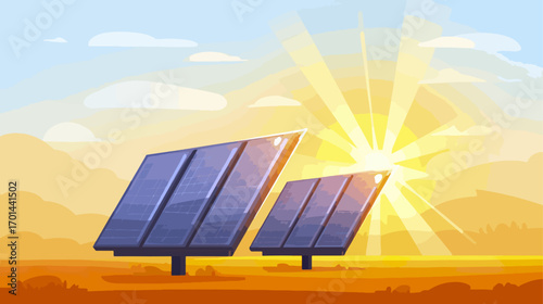 Solar panels landscape sunrise