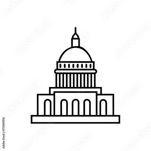 Line drawing of capitol building on transparent background