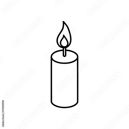 Outline drawing of a lit candle on transparent background