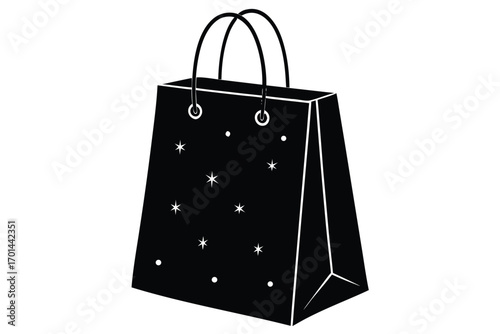 holiday shopping bag silhouette vector art icon