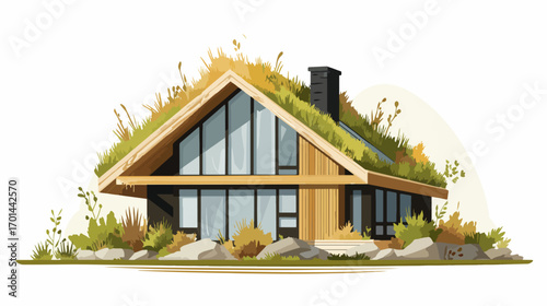 Sustainable house with green roof