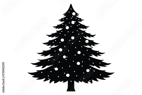 holiday snowcap tree silhouette vector art icon