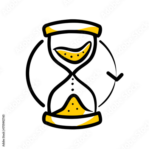 Business Productivity Clock Timeline hand drawing icon for web and graphic design