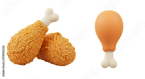 Isolated Fried Chicken Drumsticks Vector Illustration..