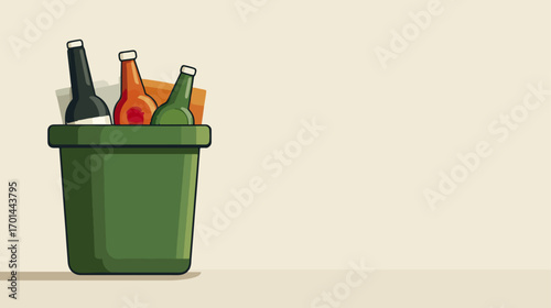 Waste bin filled with bottles